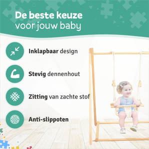 Houten babyschommel voor 6 tot 18 maanden oud
